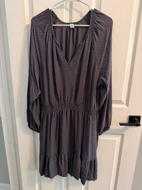 Old Navy Dark Charcoal V-Neck Midi Dress